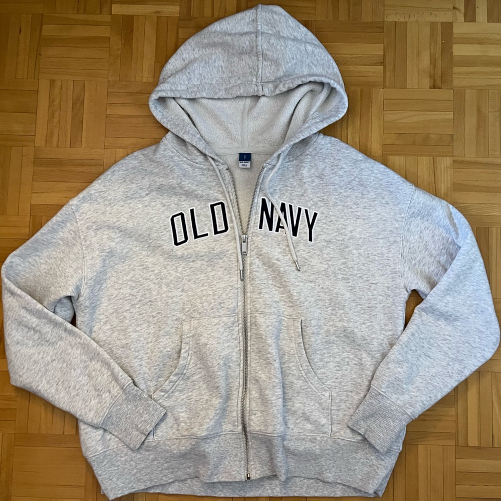 Old Navy Heather Grey Zip-Up Hoodie (Size S)